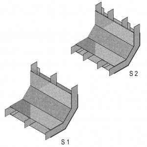 Угол вертикальный для напольного короба, высота - 28 мм, ширина - 170 мм, с одной перегородкой по центру, цинк по методу Сендзимира - VSB28.170S1 Vergokan