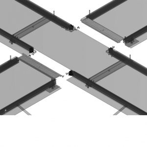 Крестообразный ответвитель для напольного короба под заливку бетоном, ширина - 250 мм, пластик (поливинилхлорид) - OVGK250.3 Vergokan